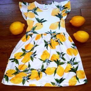 Girls Lemon Print Dress